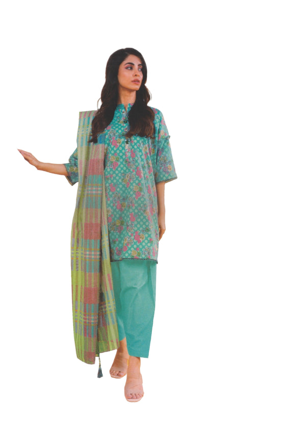 ALKARAM CAMBRIC UNSTITCHED 3PIECE FALL